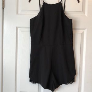 Black Tank Romper with Lace Cut out
